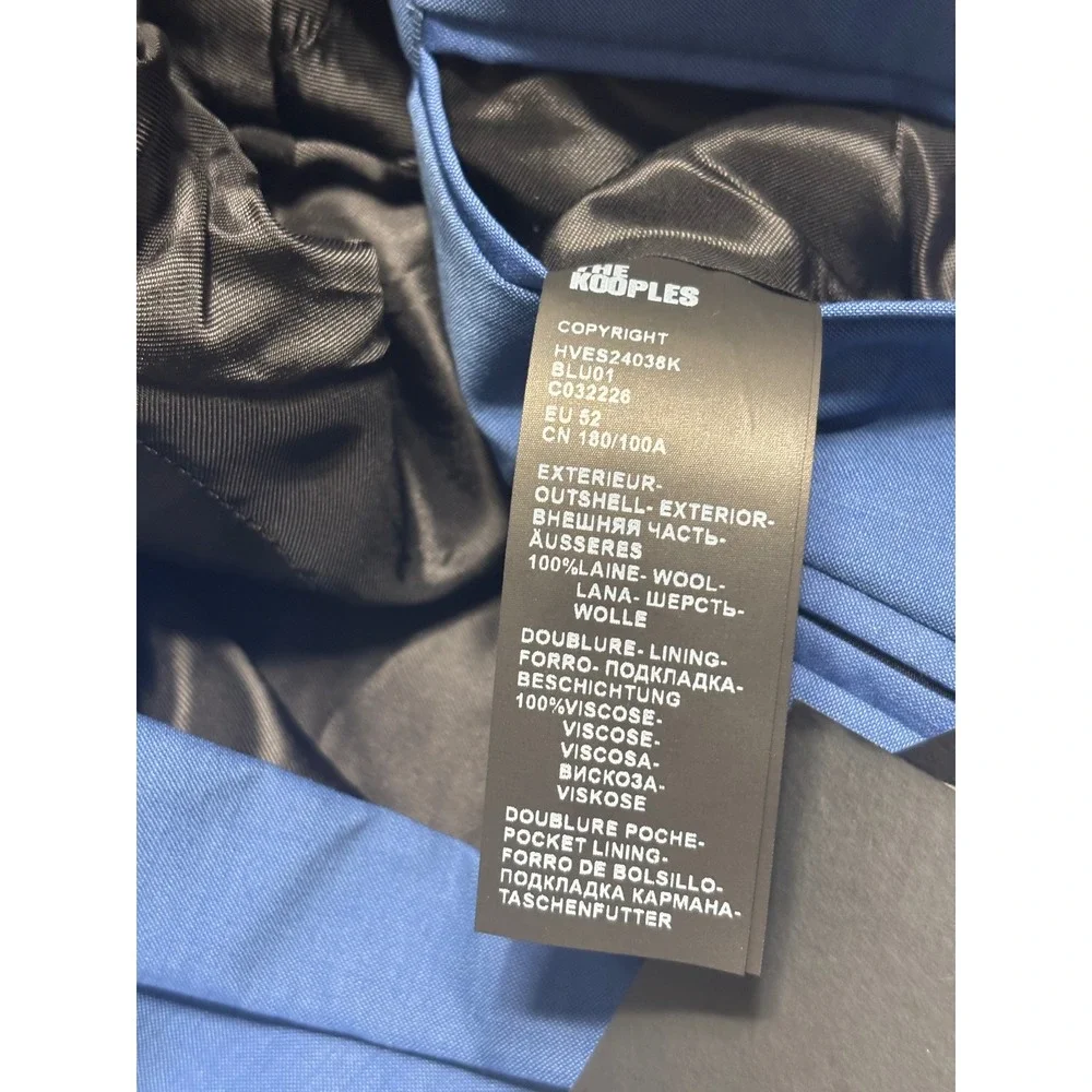 The Kooples NEW Suit Jacket‎ Guabo Weft Blue Size FR 52/US 42 MSRP $580